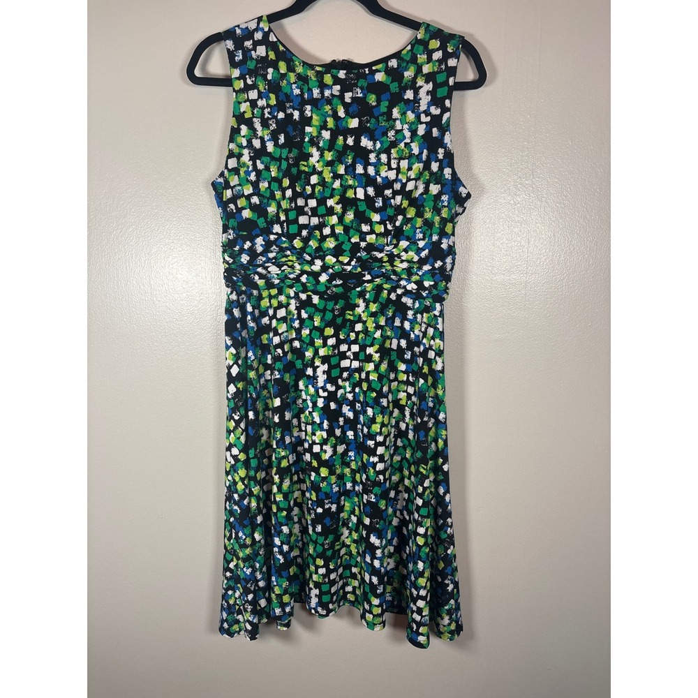 Jessica Howard Womens 12P Petite‎ Abstract Geometric Ruched Empire Waist Dress